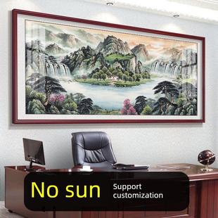 聚宝盆挂画办公室装饰画风景长城靠山客厅沙发背景墙书画