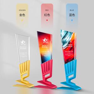 浦江水晶厂家特殊定退休老师公司年会创意纪念品比赛奖杯奖牌难