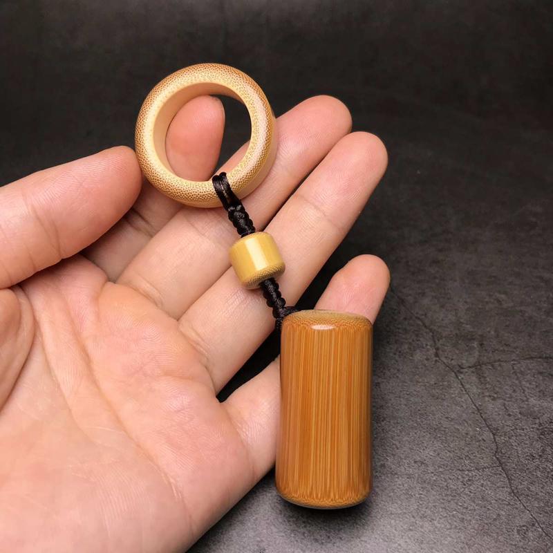 精品精品老料实心竹手把件可爱竹子小挂件 文玩竹子墩子实心玉竹