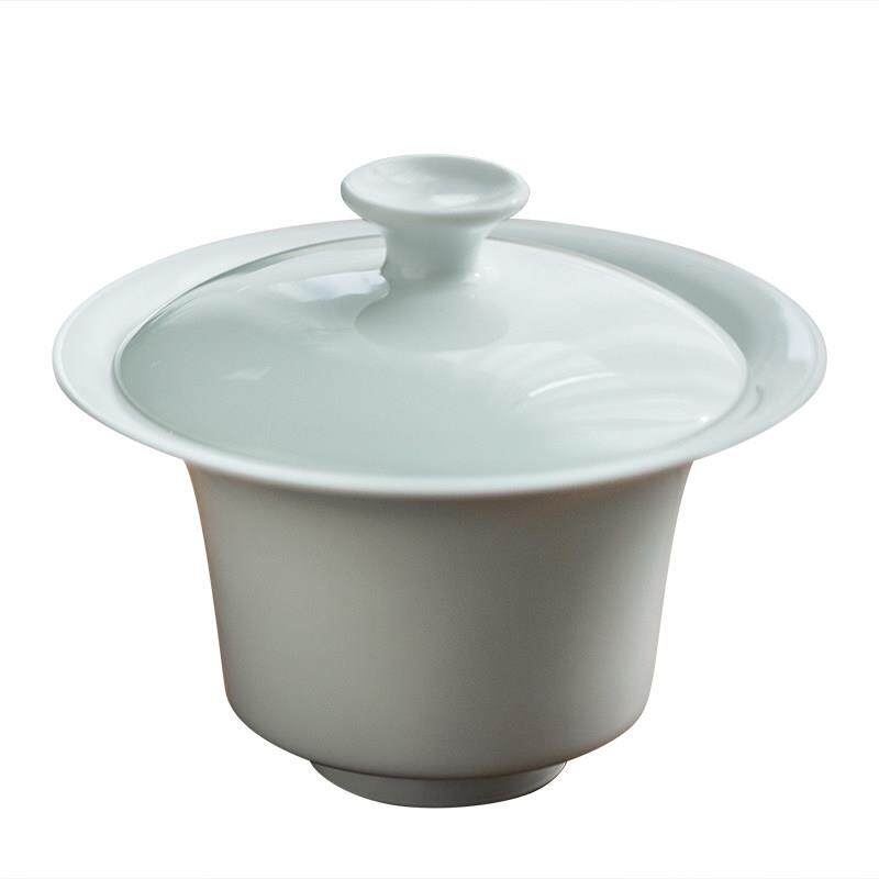纯手工白瓷盖碗景德镇薄胎马蹄泡茶碗陶瓷茶具120ml盖碗茶杯防烫