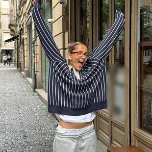 pattern vertical lapel pullover sleeved Color long blocked