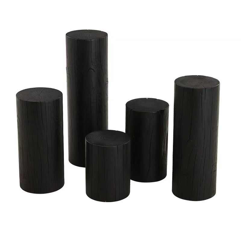 原木墩子花架碳化圆形花几客厅侘寂风民宿根雕木桩底座实木盆景架