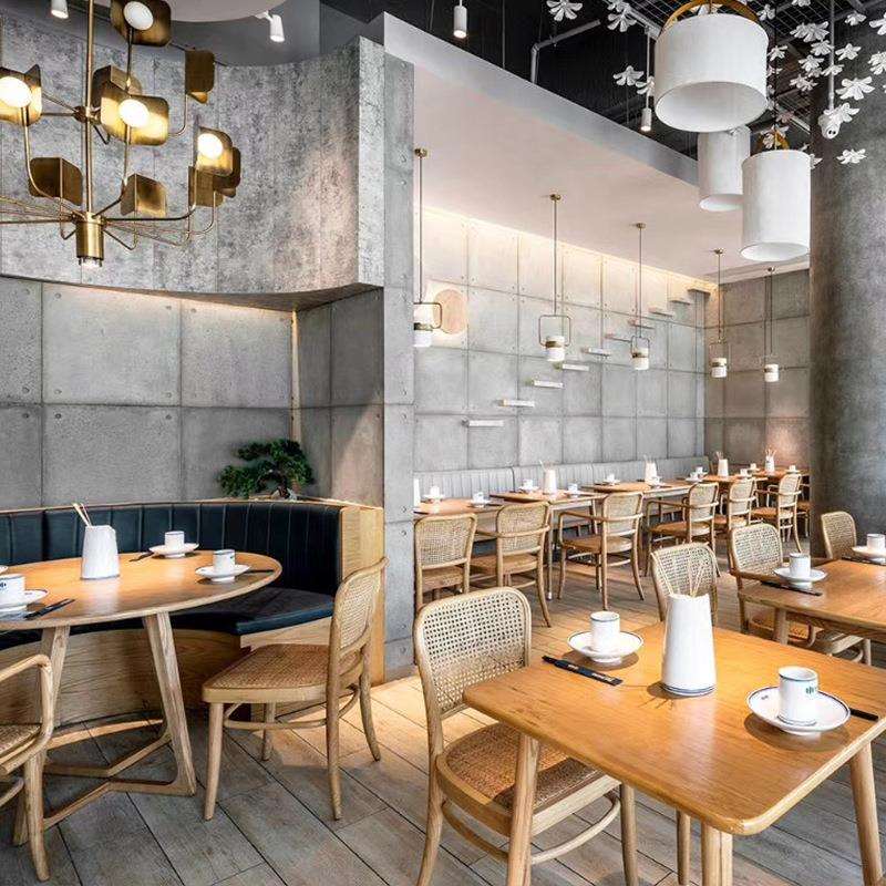 设计师编藤实木桌椅组合餐厅简约网红日料寿司店白蜡木咖啡厅椅子
