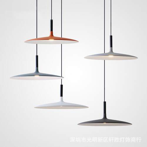 北欧餐厅吊灯现代简约单头吧台灯飞碟创意个性LED圆形装饰吊灯具