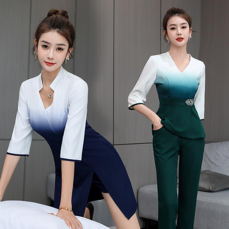 足浴技师工作服新款高端足疗店按摩工衣服装美容院养生馆气质套装