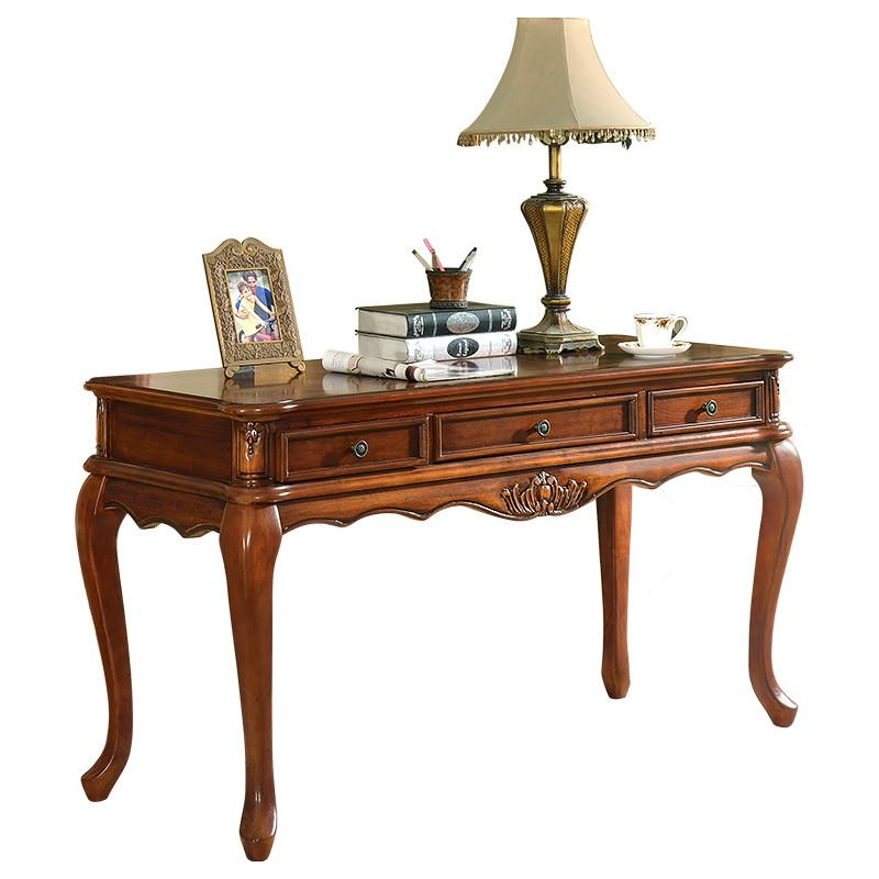 美式实木书桌书架组合家用写字台书法书画桌欧式电脑办公房桌椅子