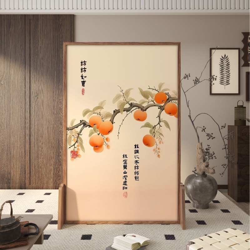 新中式屏风玄关隔断 办公室客厅入户门 遮挡移动家用酒店茶室座屏