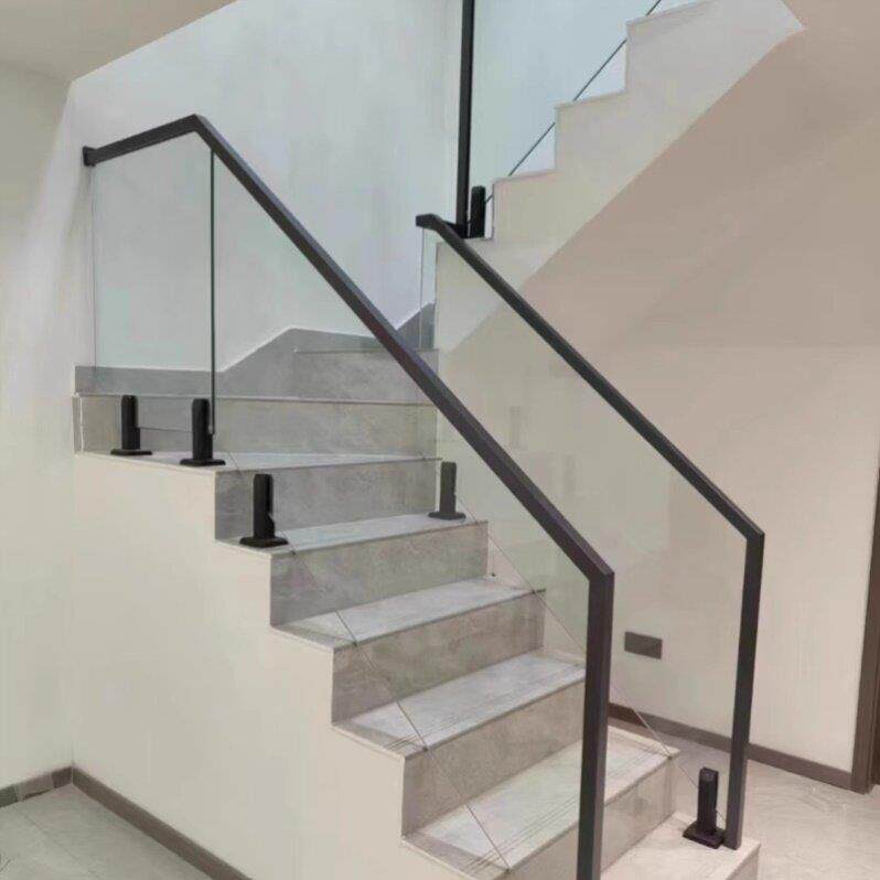 不锈钢楼梯扶手立柱栏杆工程阳台地铁商场玻璃围栏室内卡槽免打孔