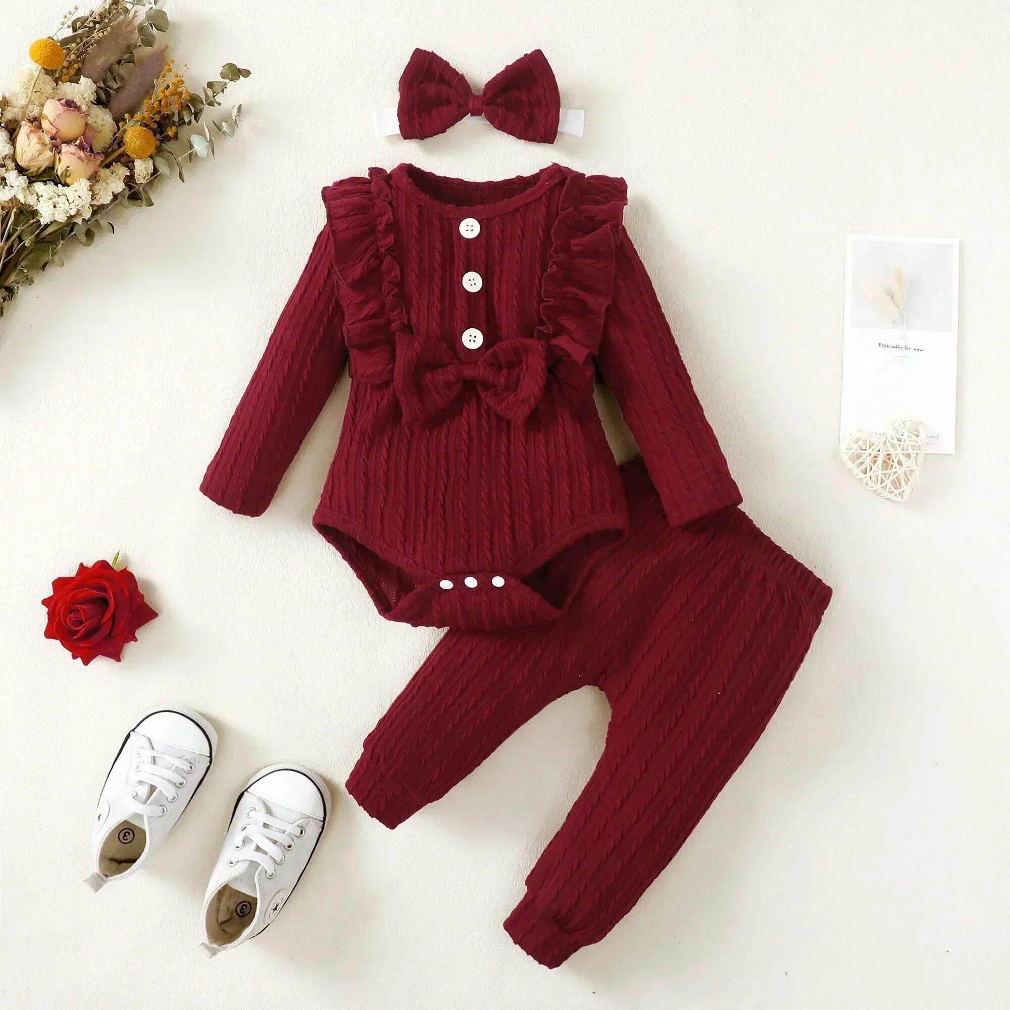 Baby Girl Clothes Set Print Top Big Bow Floral Clothing Todd