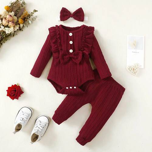 Baby Girl Clothes Set Print Top Big Bow Floral Clothing Todd