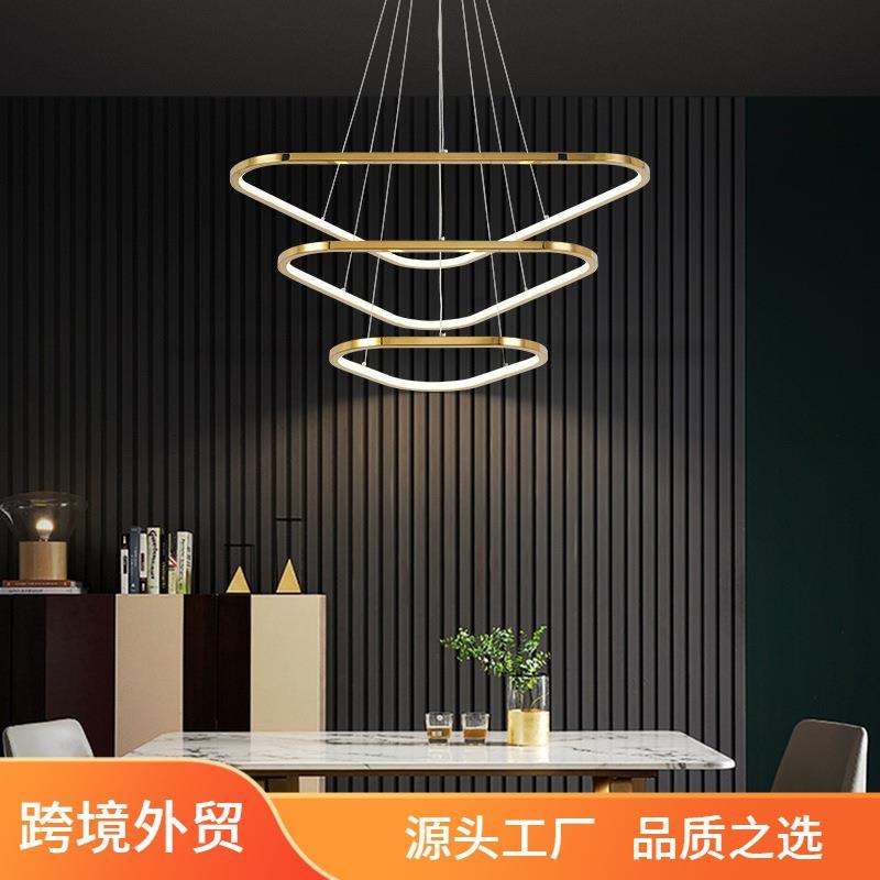 三角形客设厅吊灯现代简约计师不锈钢艺线条室80卧餐厅灯钛金极术