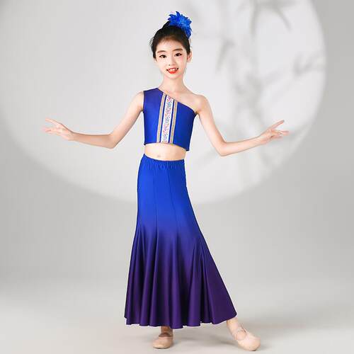 正品儿童傣族舞蹈服孔雀舞童舞台服演少表儿舞蹈培训民族舞蹈演女