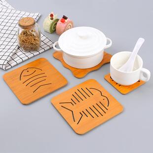 Kitchen Bamboo Wooden Hollow Cup Coaster Heat-Insulating Car