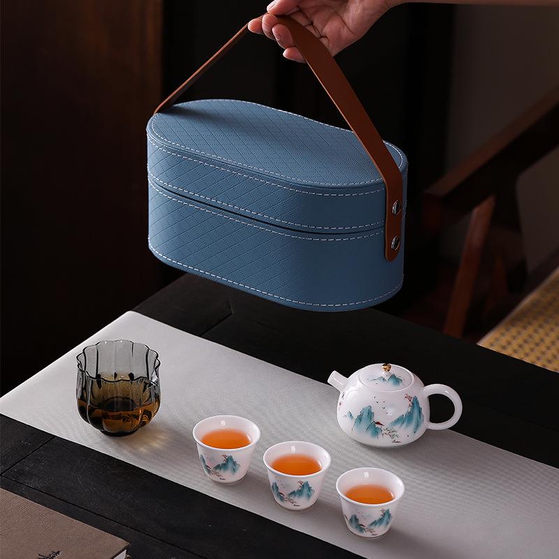羊脂玉茶壶泡茶具套组中式古韵功夫茶具旅行包家用便携式茶具套装