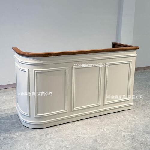 女装店法式前台接待台奶茶店转角吧台收银柜台甜品店双台面简约柜