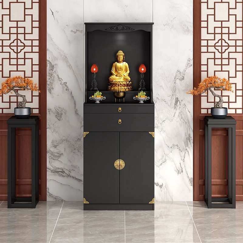 简约新中式家用佛龛供桌神台 佛龛立柜供奉台神龛文武爷供桌