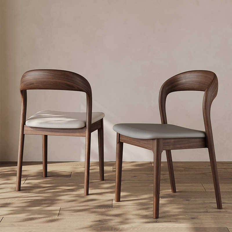 实木餐椅意式极简中古风椅子轻奢高级感网红家用白蜡木餐厅餐桌椅