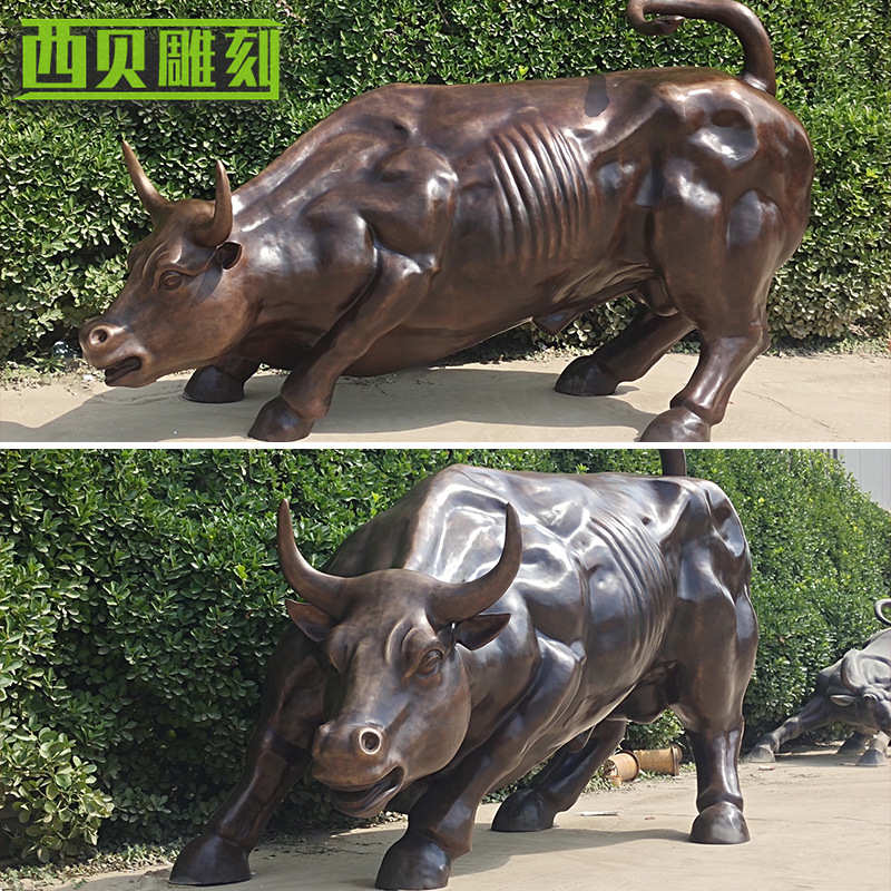 黄铜华尔街牛雕塑工厂自有多尺寸模型铜牛雕塑华尔街金融牛雕像