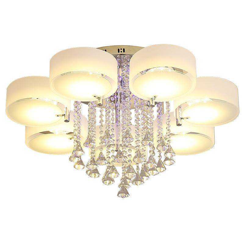 客厅灯水晶灯LED吸顶灯圆形卧室灯简约现代大气家用餐厅阳台灯具