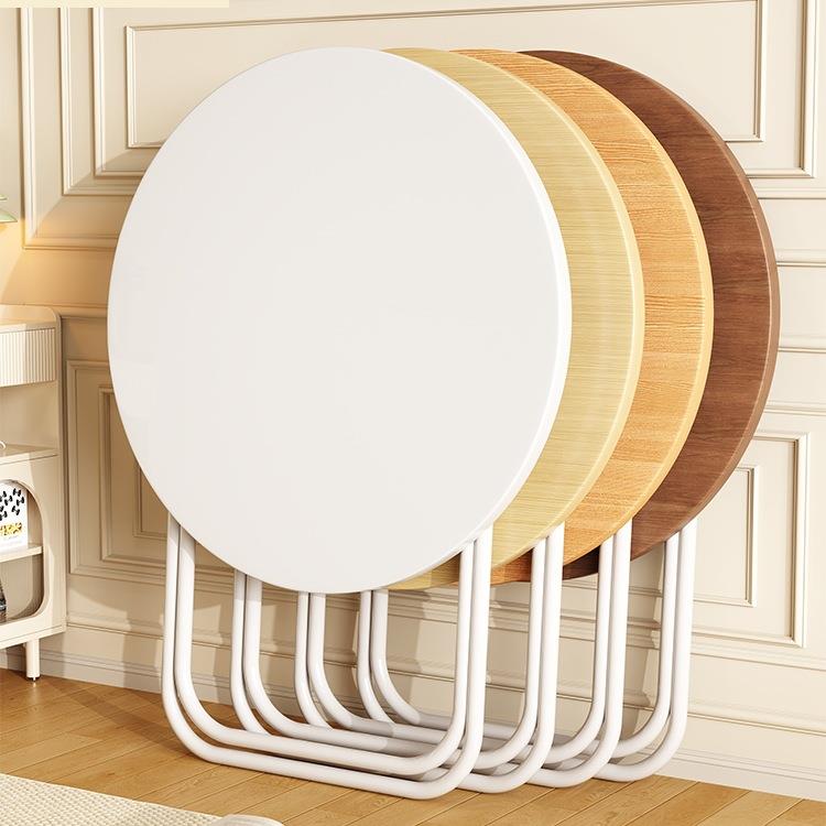 可折叠桌子圆桌家用小户型餐桌简易阳台奶油风小方桌便携式摆摊桌