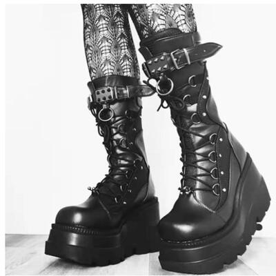 Poe Heel Knight Boots Women's Mid length Boots厚跟骑士靴