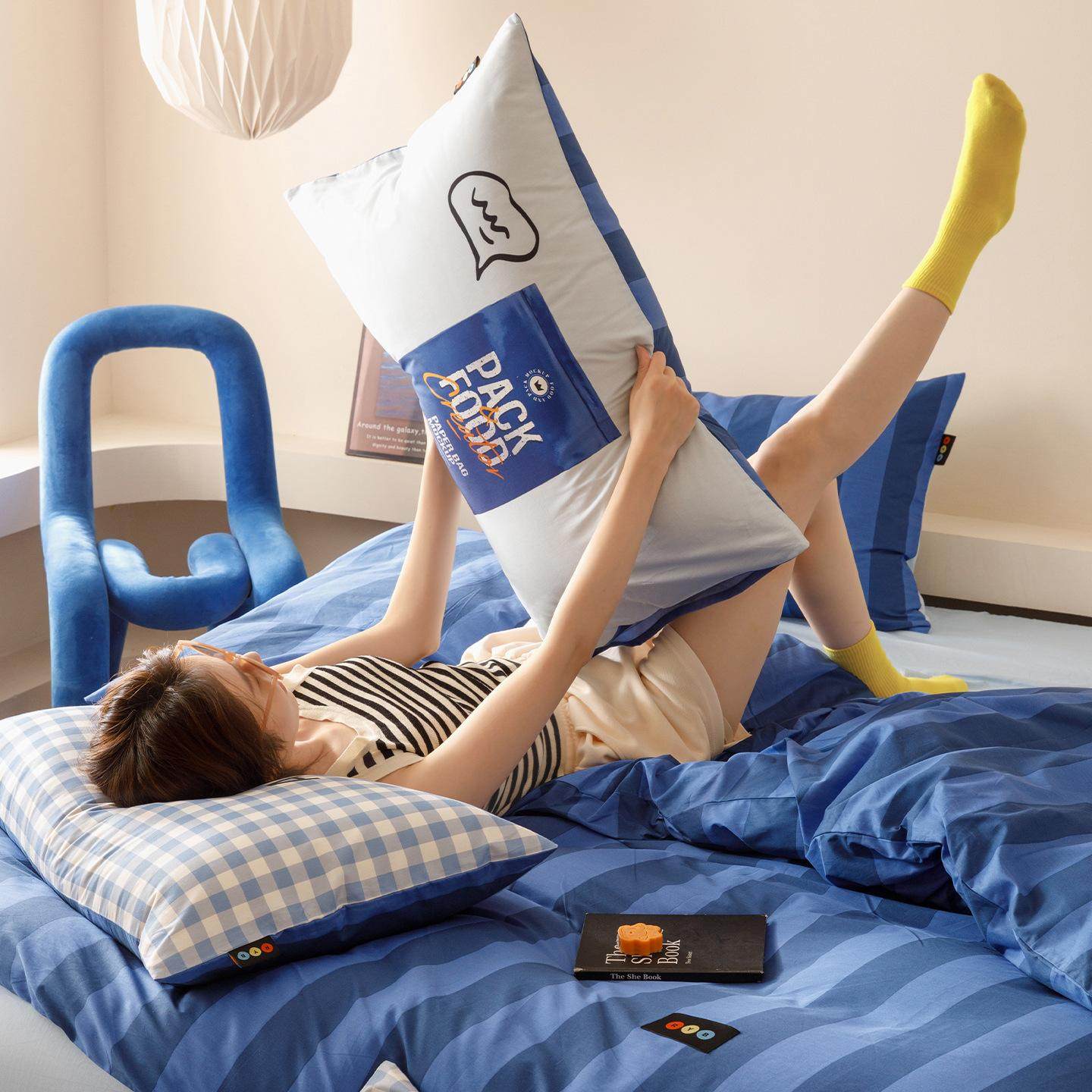 ins慵懒风撞色系全棉四件套学生季宿舍床纯棉三件套亲肤舒适床品,床上用品,床垫/床褥/床护垫/榻榻米床垫,淘宝优惠券,粉丝福利购,淘宝优惠卷