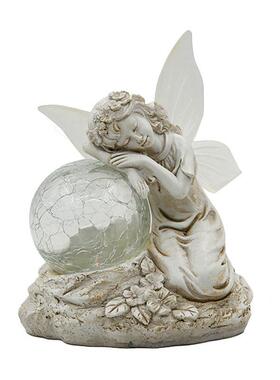 美式复古太阳能天使摆件庭院户外花园树脂工艺品装饰园林天使摆件