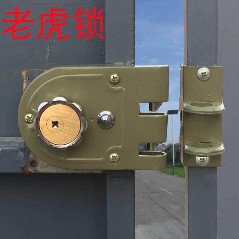 外置旧式双开门滑动门虎形锁滑动轨道门移动对开双扇门自动锁 - 实物图