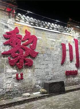 打卡墙字体城市名花艺墙背景仿真花网红人气假花立体设计拍照布置
