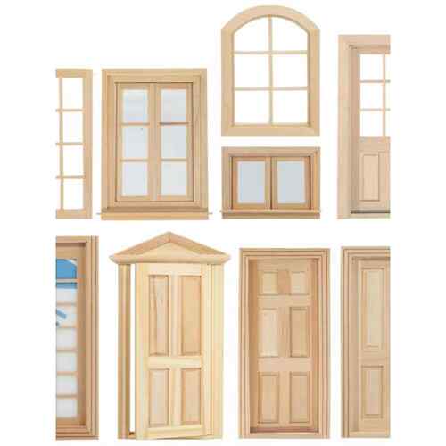 迷你门窗dollhouse娃娃屋微缩家具模型bjd装修材料diy原木色素胚