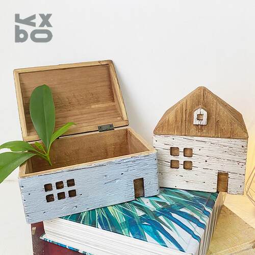 YBOX覆古收纳盒木制房屋纸巾湿巾盒可爱儿童房桌面办公室怀旧摆件