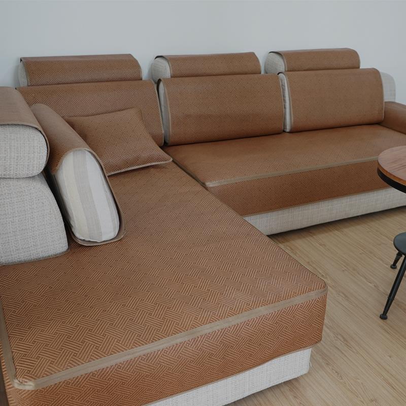 高档夏季凉席藤竹冰藤防滑发垫藤席全包沙笠沙发发罩套垫夏天沙凉