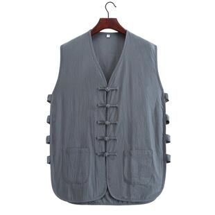 新款棉麻唐装褂马甲男式季坎中肩中国风老头衫马汗夏衫中老年宽松