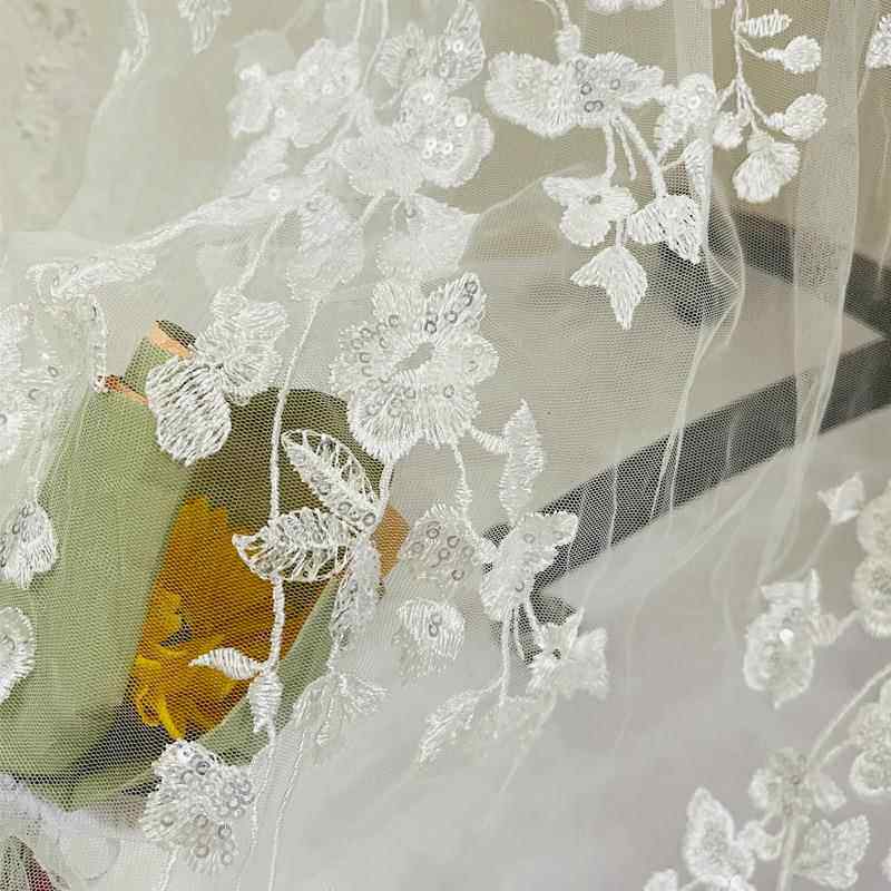 珠绣蕾丝面料料韩新式白纱清花可边爱亮片刺TF455布绣绣花立体绣