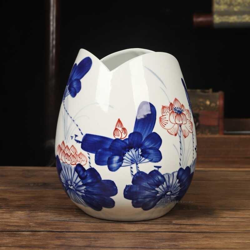 景德镇陶瓷器手绘青花瓷小花瓶水养插花创意工艺装饰品客厅摆件