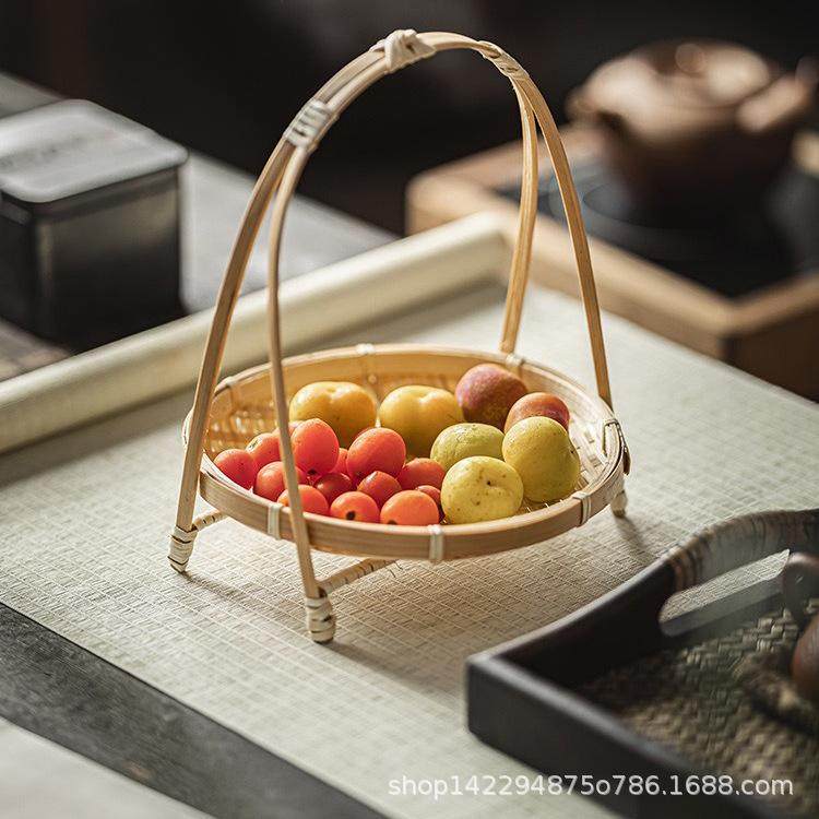 围炉煮茶果盘套装茶点点心盘竹编双层多层竹篮子摆盘手提篮火锅店,特色手工艺,竹编/竹雕,淘宝优惠券,粉丝福利购,淘宝优惠卷