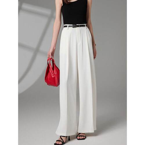 Women Leg Dress Pants Waisted Stretchy Pull Casual Trousers
