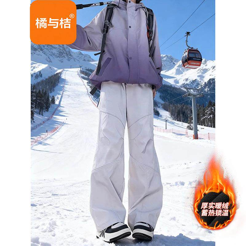 新款三防加厚加绒冲锋裤女软壳三合一保暖工装裤女防风防水滑雪裤