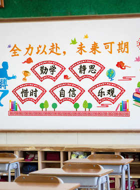 励志墙贴纸学习标语班级教室文化布置托管辅导班墙面装饰小学珩铭