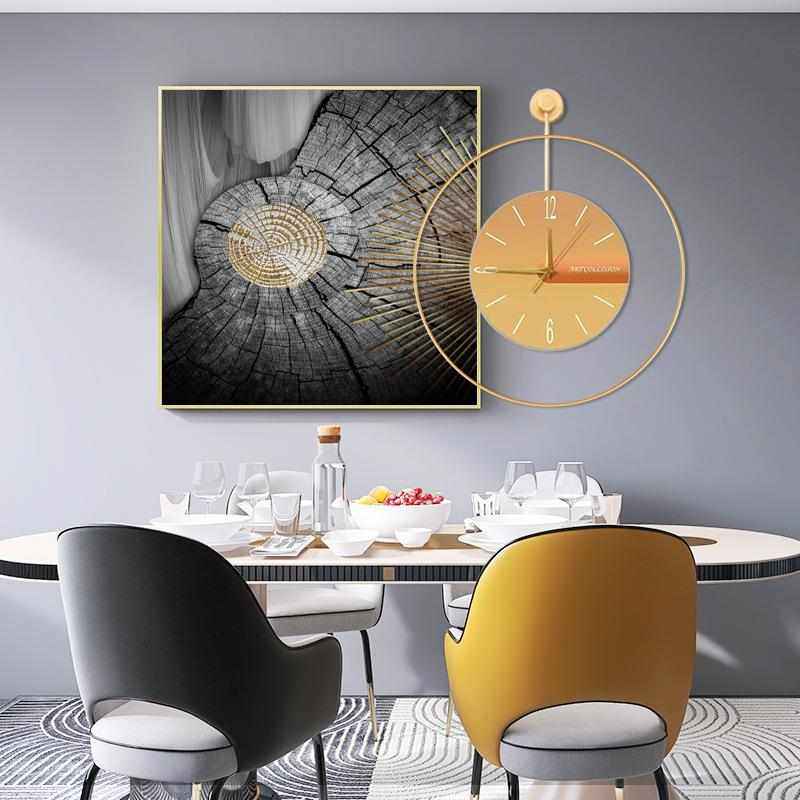 北挂画饭厅钟表瓷画饭桌晶背景欧风轻带奢装饰画墙壁抽象餐厅沙发,家居饰品,现代装饰画,淘宝优惠券,粉丝福利购,淘宝优惠卷