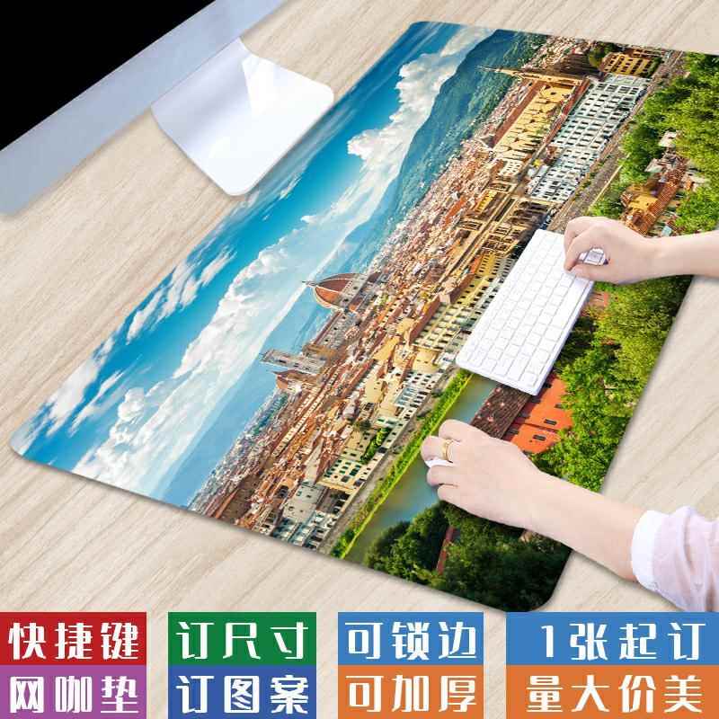 超大号城市复古建筑桌垫简约氛围感创意鼠标垫现代文艺锁边键盘垫
