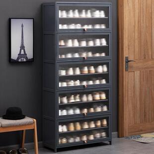 门口鞋柜高款立式入户柜一体门外走廊用极窄家用鞋架子多层带门