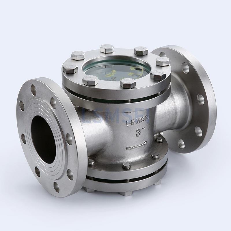 不锈钢CIM通法兰视镜十字型四器通视镜逆止型直水流指示管道视镜