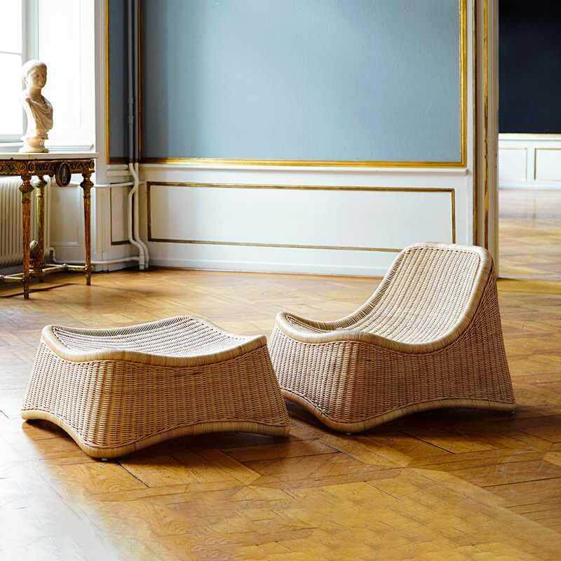 室外创意藤编沙发组合阳台防晒休闲躺椅民宿户外庭院露台藤椅家具