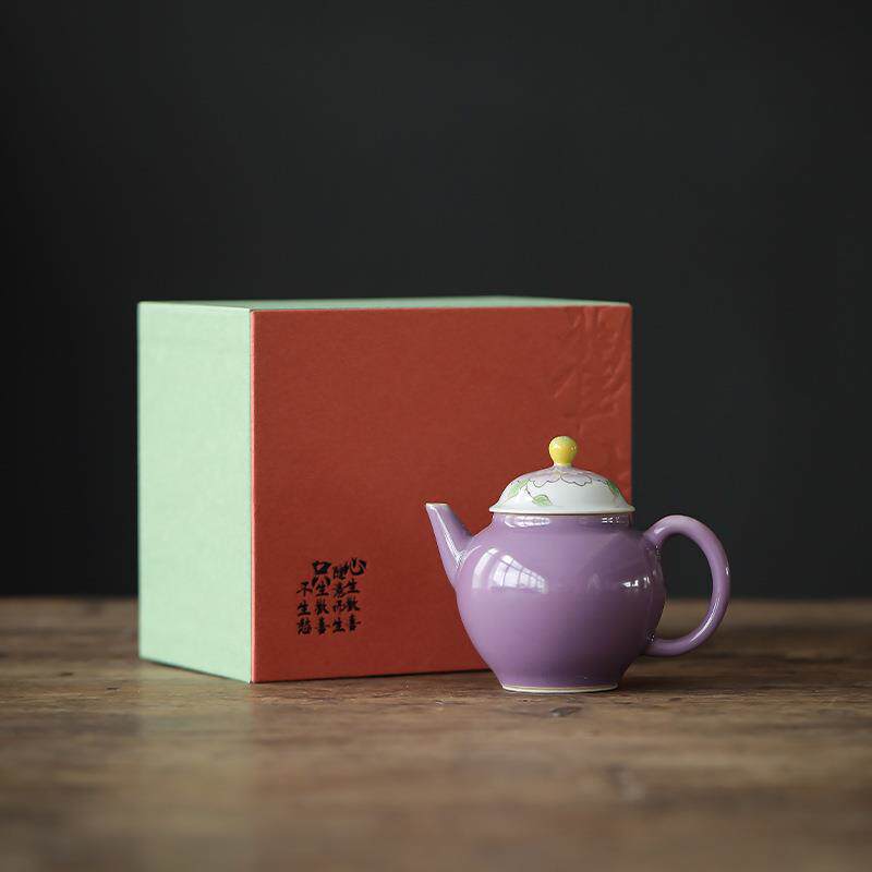 手绘茶壶薄胎手工陶瓷梨形壶仿古功夫茶具防烫泡茶壶