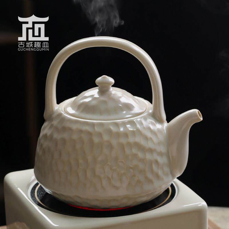 家用白泥粗陶提梁草木灰烧水煮茶壶新中式功夫茶具电陶炉套装静音