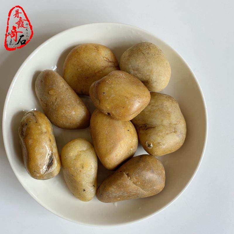 【广林州MKI厂家直销普】打蜡黄色鹅卵石一级雨花石园造抛景用