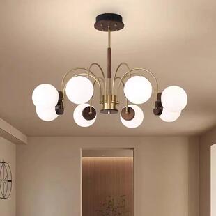 客厅卧室侘寂风简约现代大气胡桃木轻奢美式 复古魔豆餐厅吊灯
