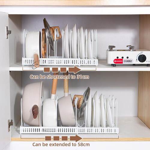 Expandable Pots Pans Organizer Rack Kitchen Cabinet Holder