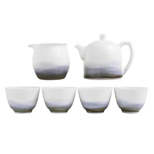新中式陶瓷茶具金钟壶套组创意水墨山水礼品设计师景德镇制装饰品